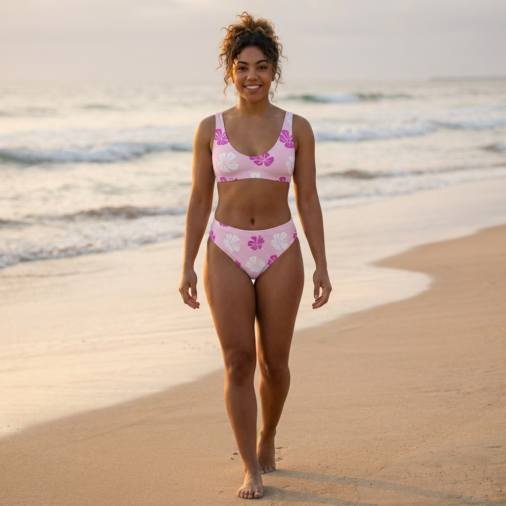 Hibiscus Womens High Waisted Bikini | Vibewear - VibeWear