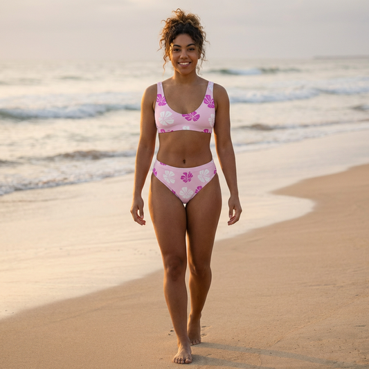Hibiscus Womens High Waisted Bikini | Vibewear - VibeWear