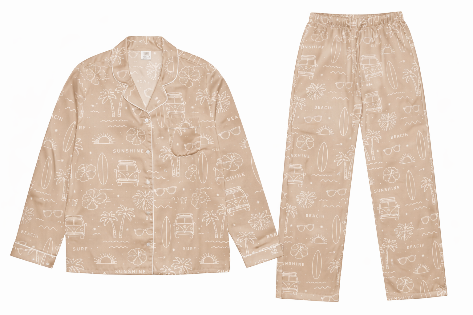 Coastal Daydream Women’s long sleeve pajama top  and pants VibeWear