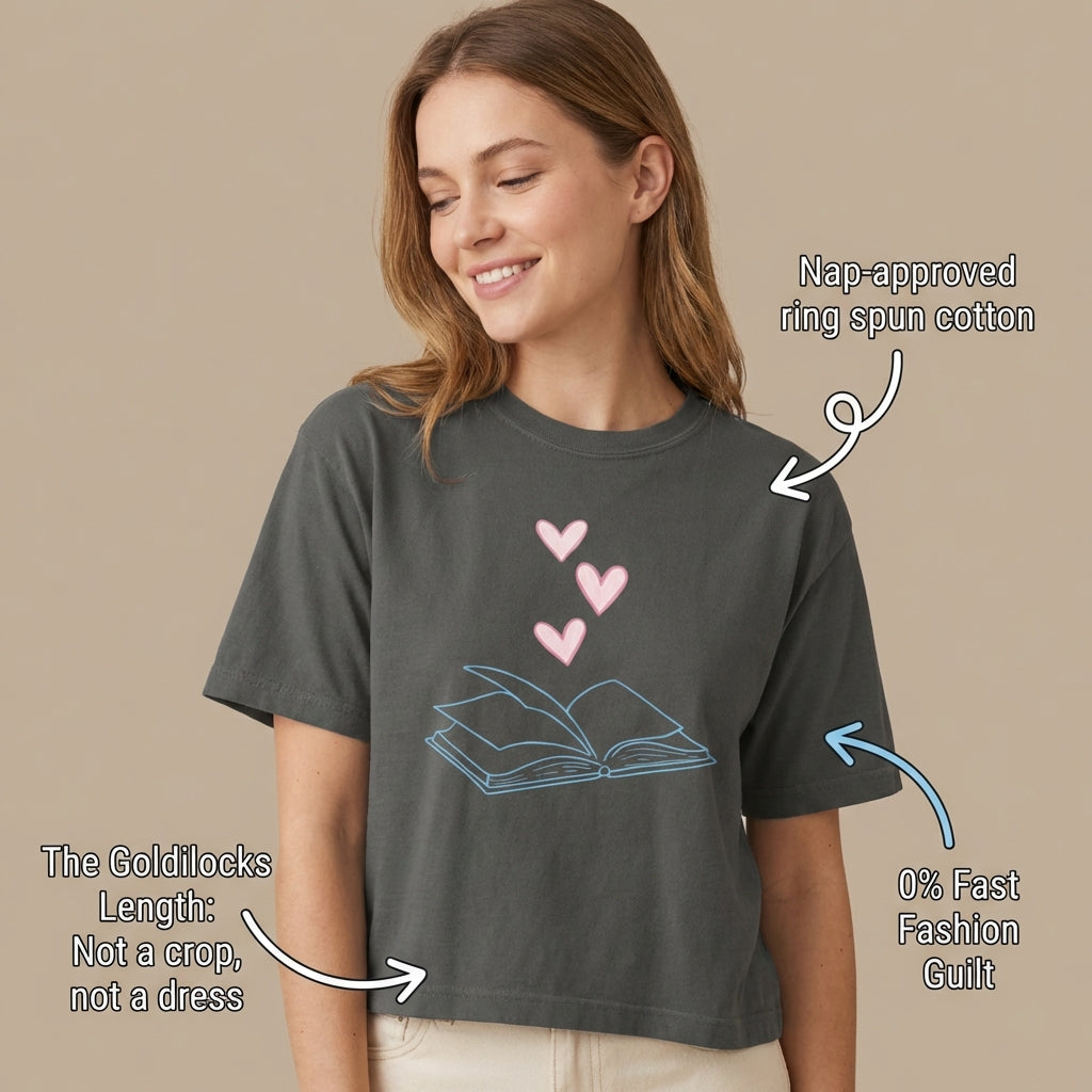 Open Book Hearts Women’s Mid Length Tee | Vibewear