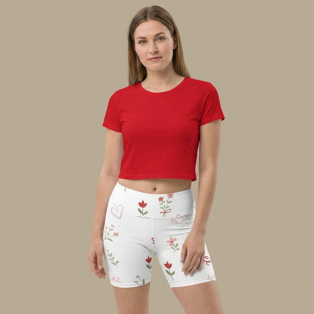 Sweet Tied Blooms Yoga Shorts | Vibewear - VibeWear