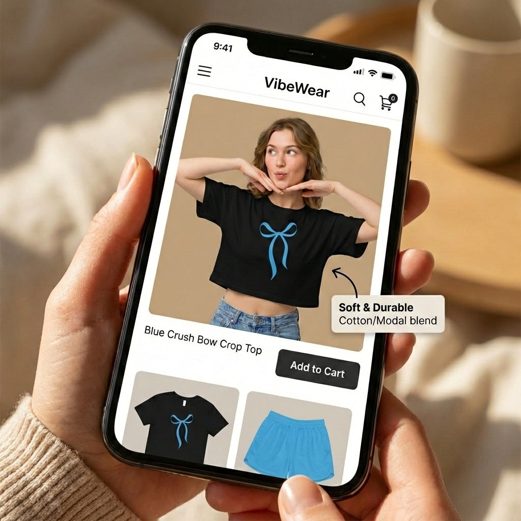 Blue crush bow Women’s crop top | VibeWear - VibeWear