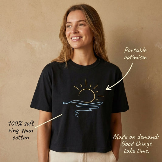 Golden Horizon Women’s Mid Length Tee | Vibewear