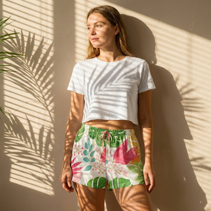 Tropical Whisper Womens Pajama Shorts | VibeWear - VibeWear
