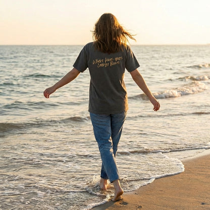 Where Focus Goes Energy Flows Colourwash T Shirt | Vibewear - VibeWear