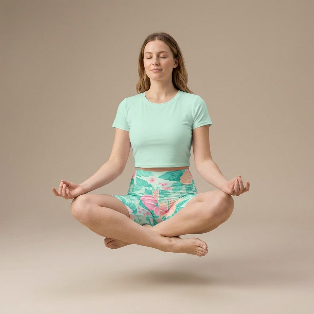 Island Escape Yoga Shorts - VibeWear