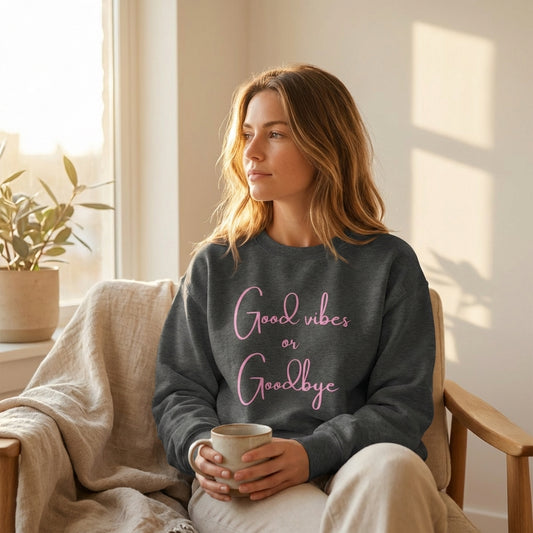 'Good Vibes or Goodbye' Classic Sweatshirt - VibeWear