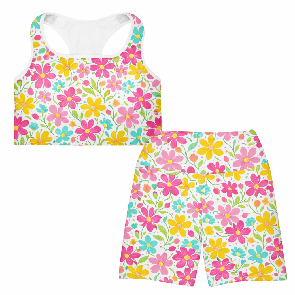 Sunshine Bloom Yoga Shorts - VibeWear