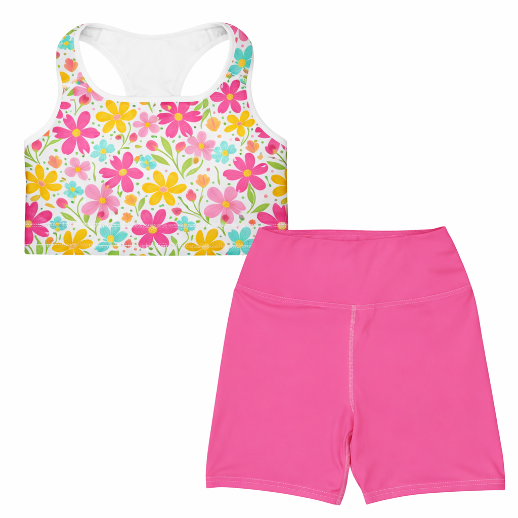 Sunshine Bloom Yoga Shorts - VibeWear