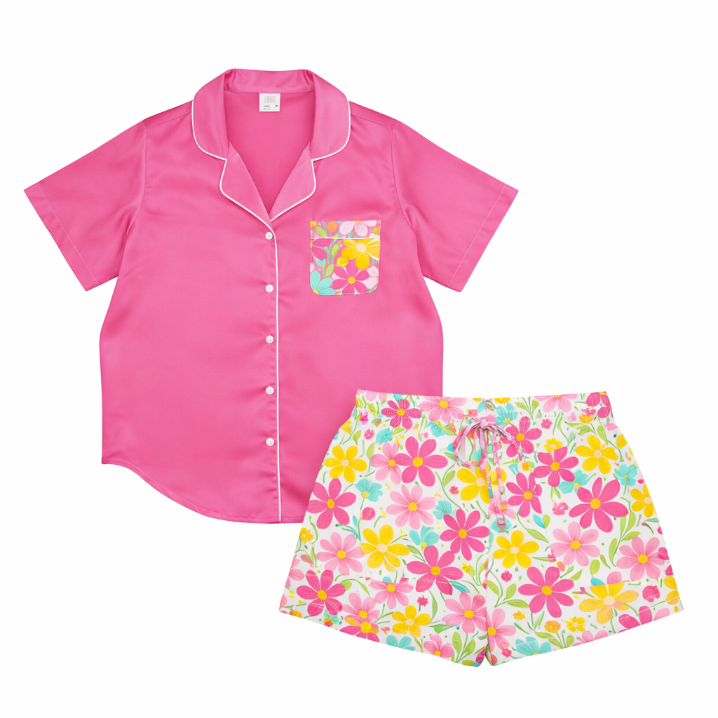 Sunshine bloom short sleeve pajama top | VibeWear - VibeWear