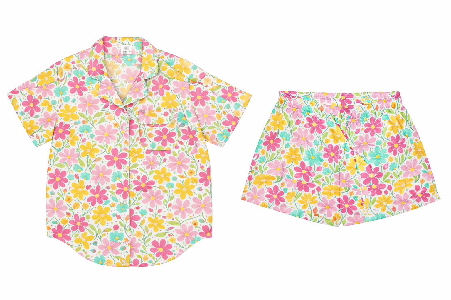 Sunshine Bloom women’s short sleeve pajama top | VibeWear - VibeWear