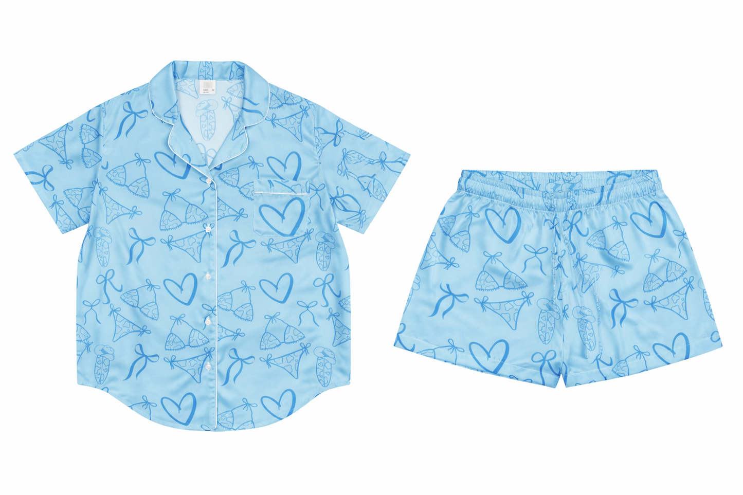 Blue crush women’s short sleeve pajama top - VibeWear