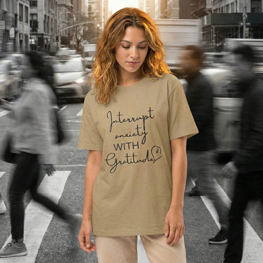 Interrupt Anxiety With Gratitude Oversized Tee | Vibewear - VibeWear