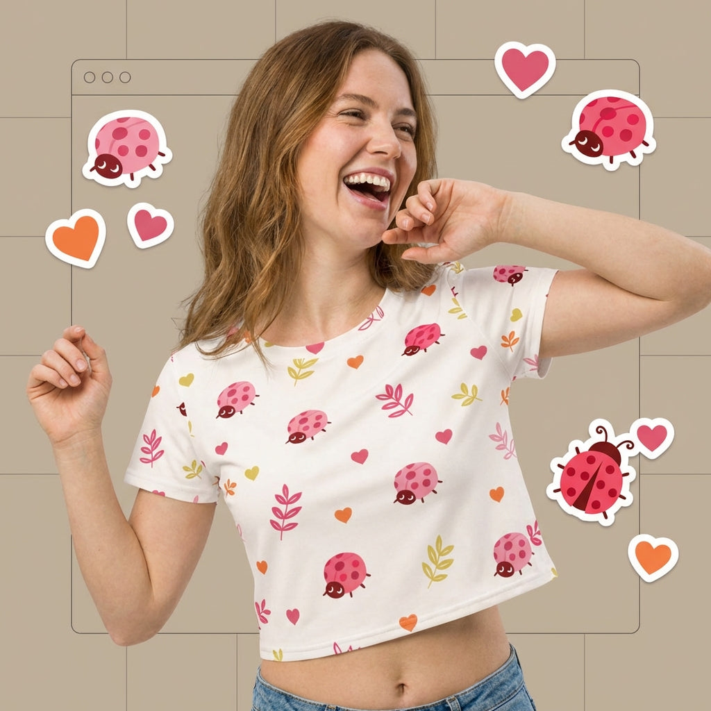 Ladybird Love Crop Tee | VibeWear - VibeWear