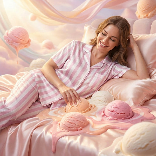 'Sorbet Stripes' Silky Satin Pajama Top - VibeWear