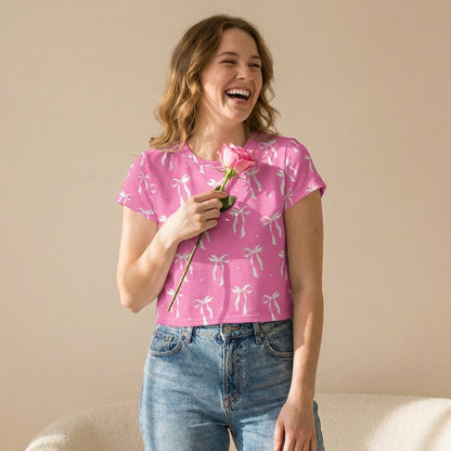 Pink Bow Bliss Crop Tee | Vibewear - VibeWear