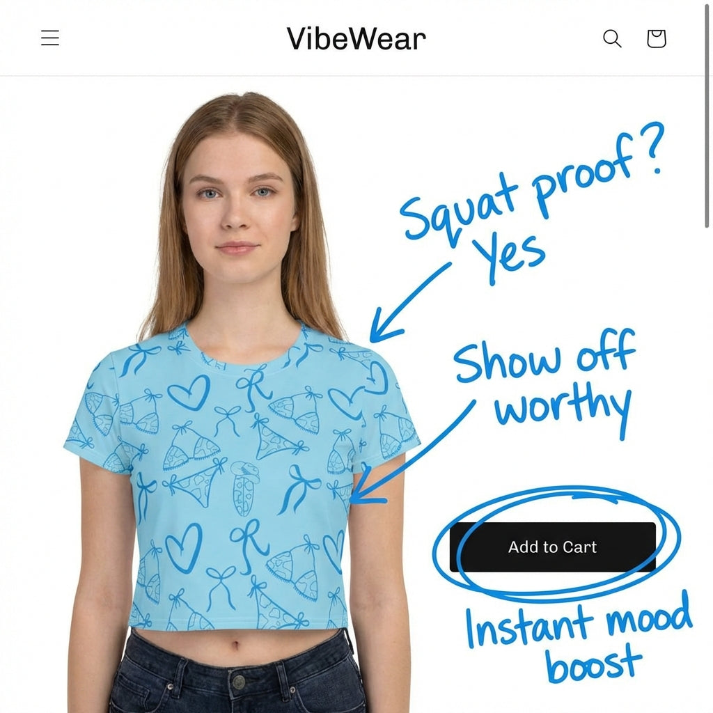 Blue Crush Crop Tee - VibeWear