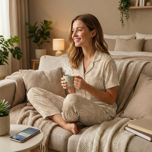 Coastal Daydream Womens Short Sleeve Pajama Top | VibeWear - VibeWear