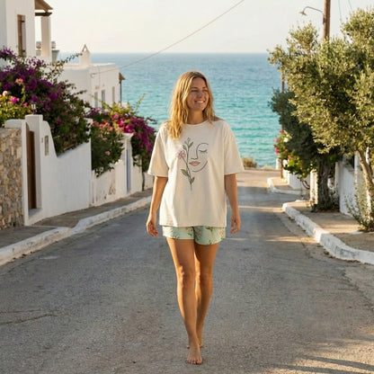 Soft Bloom Muse Oversized Unisex Cotton Tee | Vibewear - VibeWear