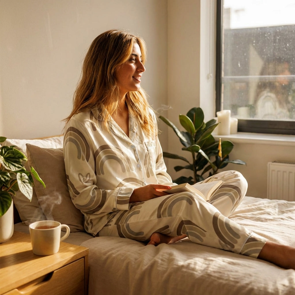 Calm Rainbows Womens Long Sleeve Pajama Top | Vibewear - VibeWear