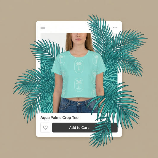 Aqua Palms Crop Tee | VibeWear - VibeWear