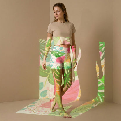 Tropical Whisper Yoga Shorts | VibeWear - VibeWear