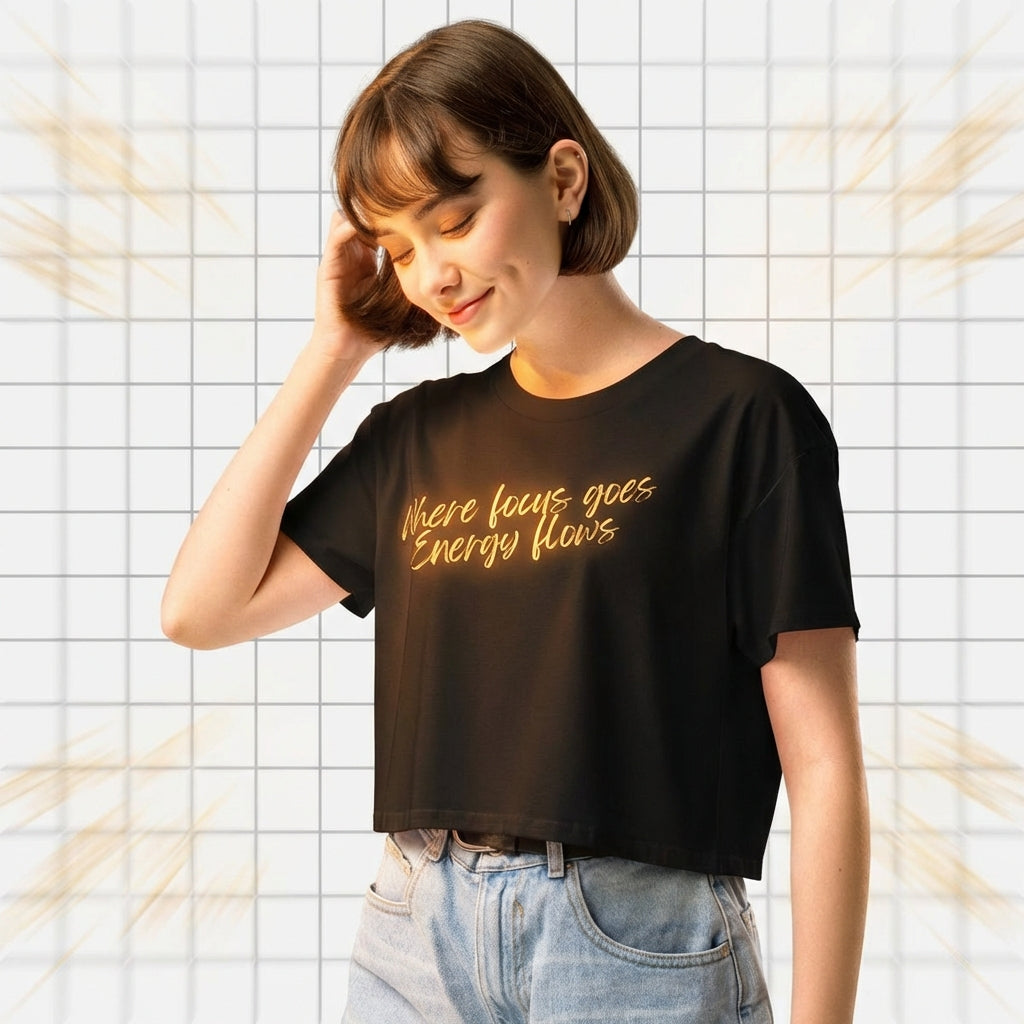 Where Focus Goes Energy Flows Women's Crop Top | Vibewear