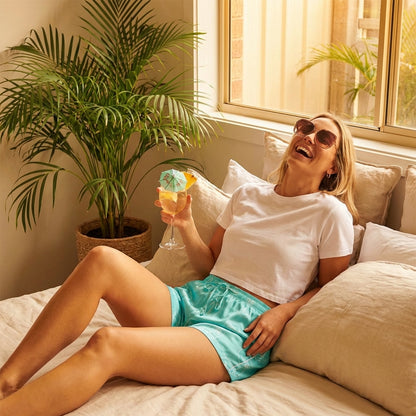 Aqua PalmsWomen’s pajama shorts - VibeWear