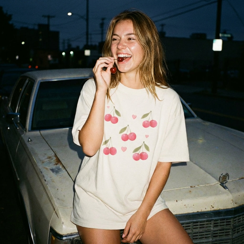 Sweet Cherry Crush Oversized Tee | Vibewear - VibeWear