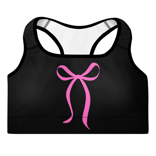 Womens Padded Sports Bra Australia Pink Bow Bliss