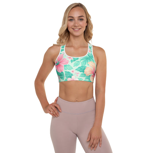 Womens Padded Sports Bra Australia Island Escape Tropical