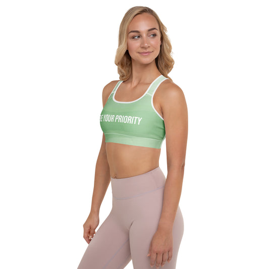 Be Your Priority padded sports bra front view