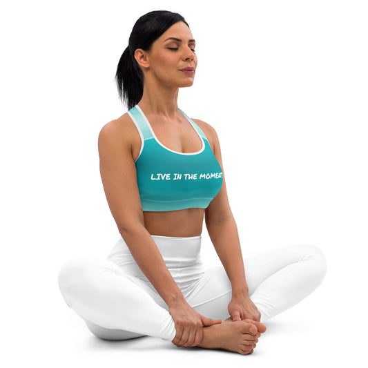 Live In The Moment padded sports bra front view