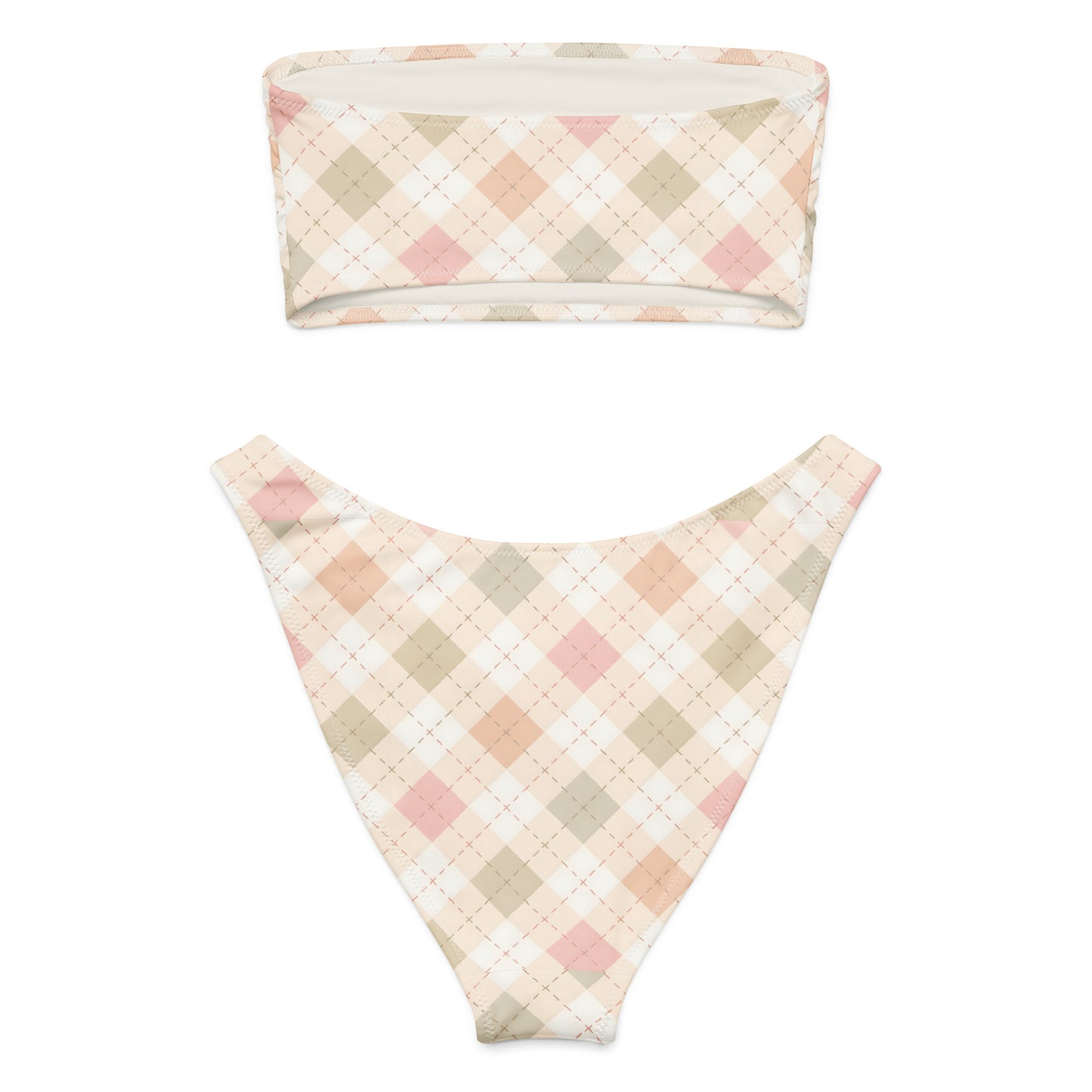 Blush Cottage Argyle Recycled Bandeau Bikini Set | VibeWear