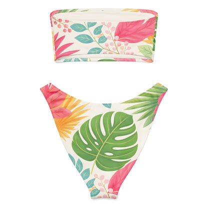 Tropical Whisper Bandeau Bikini Set | VibeWear