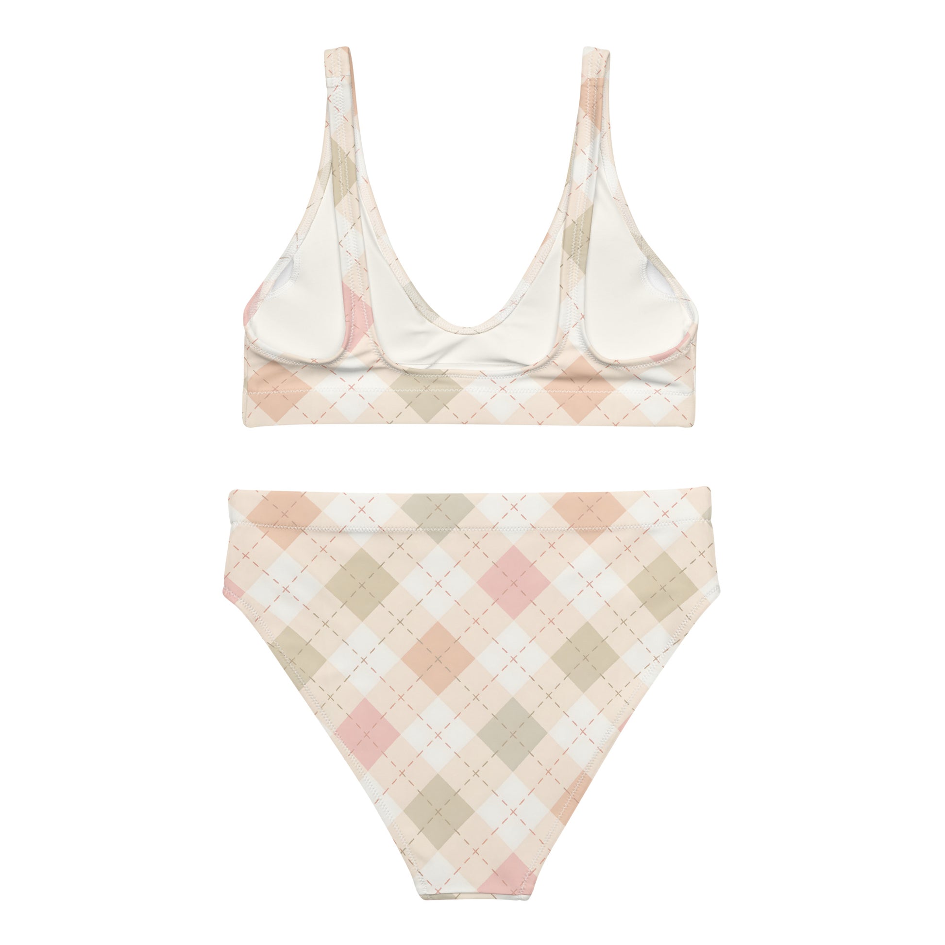 Blush Cottage Argyle High Waisted Bikini Set | VibeWear