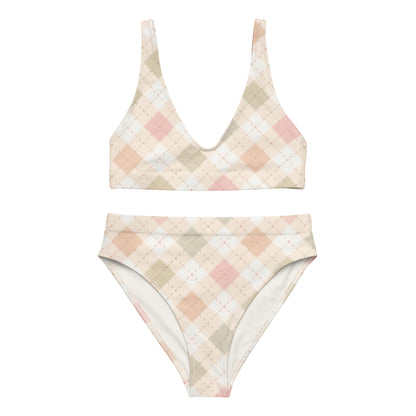 Blush Cottage Argyle High Waisted Bikini Set | VibeWear