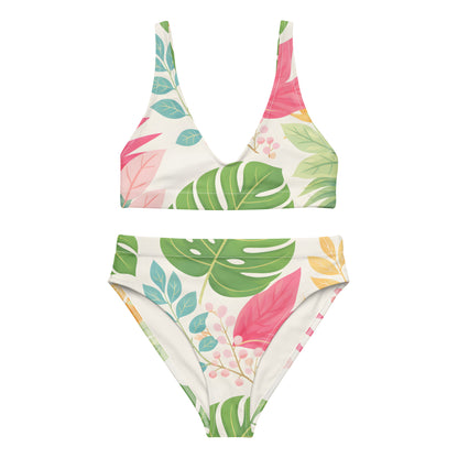 Tropical Whisper High Waisted Bikini Set | VibeWear