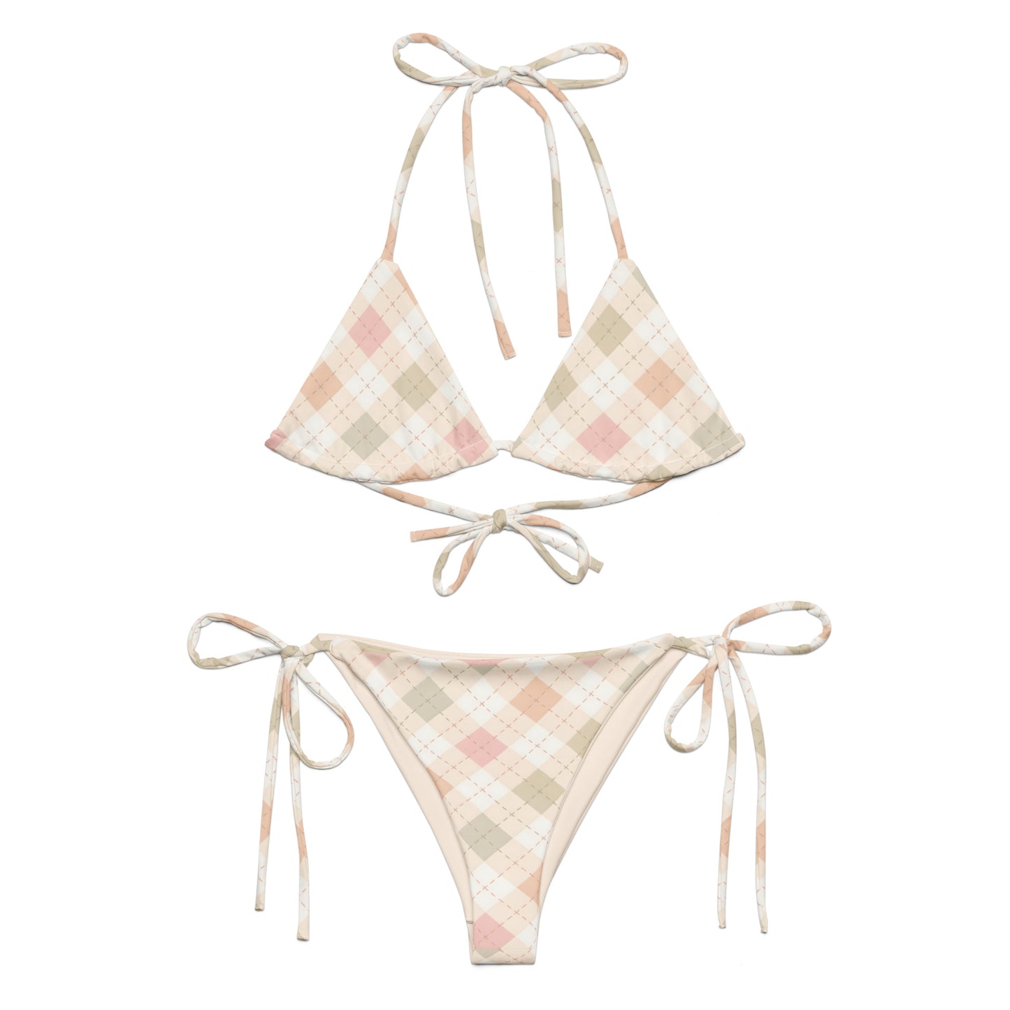 Blush Cottage Argyle String Bikini Set | VibeWear