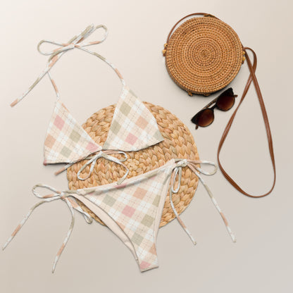Blush Cottage Argyle String Bikini Set | VibeWear