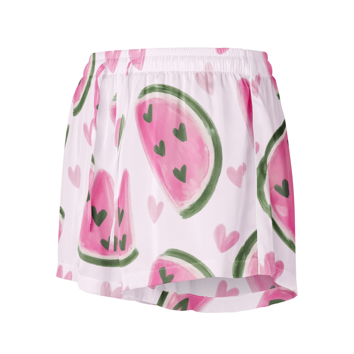 Sweet Melon Moments womens pajama shorts showing full watermelon print design