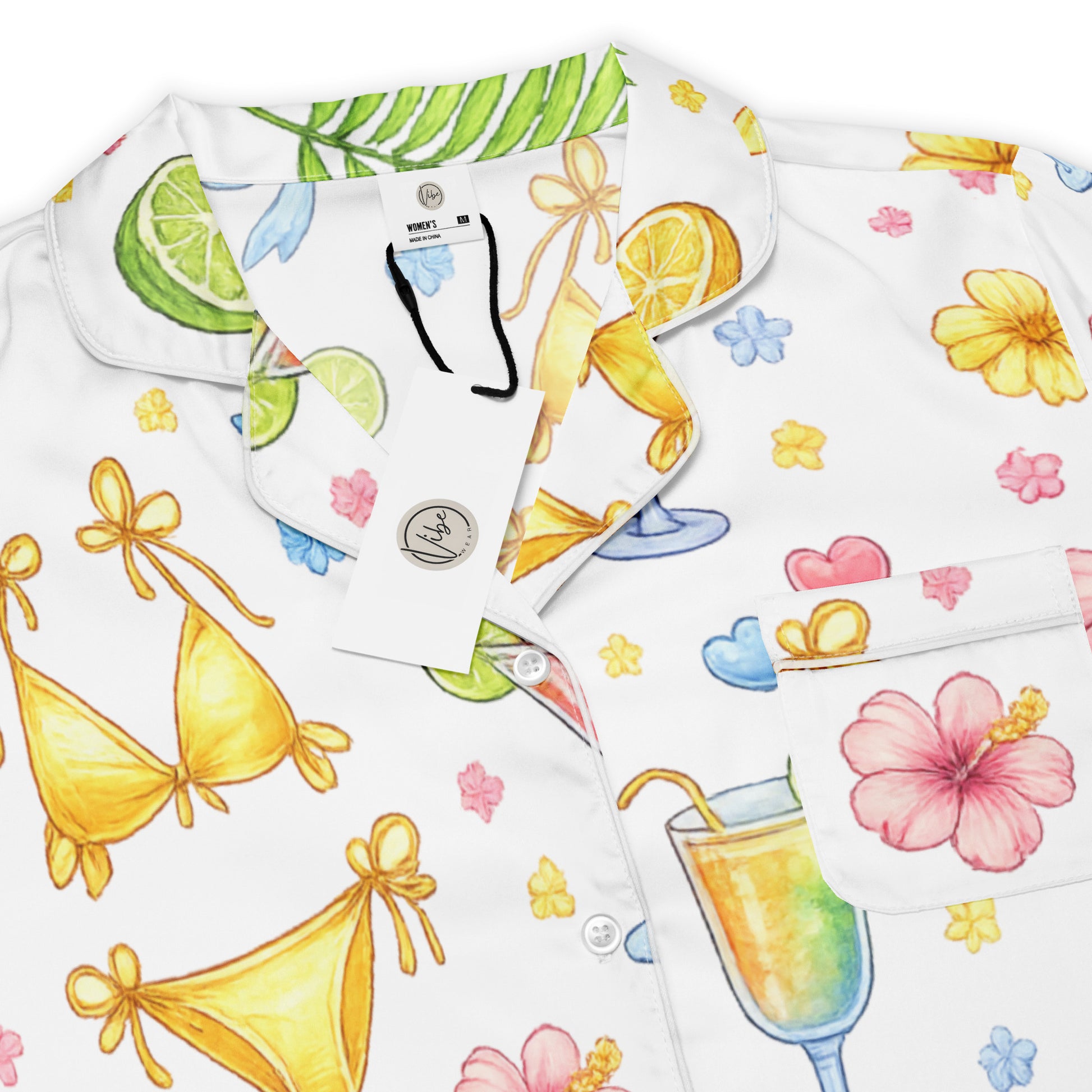 Summer Spritz womens short sleeve pajama top showing citrus inspired pattern