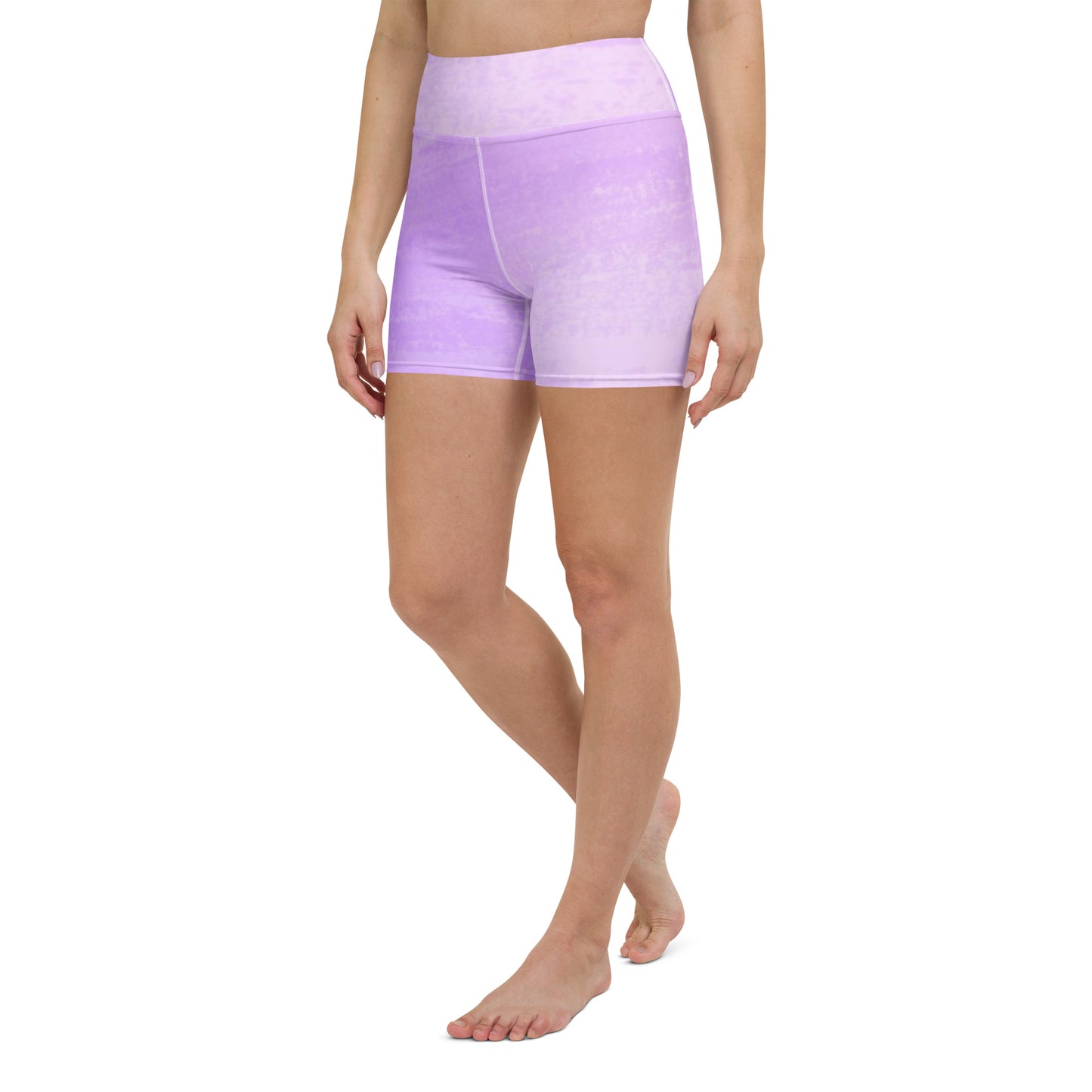 Front view of model wearing Do It For You yoga shorts with high waist fit