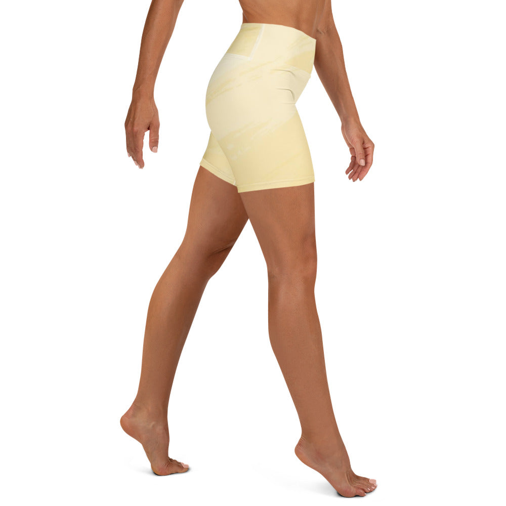 Side view of model wearing Make Today Count high waist yoga shorts with smooth fitted fabric