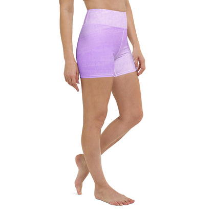 Side view of model walking in Do It For You yoga shorts showing full length fit