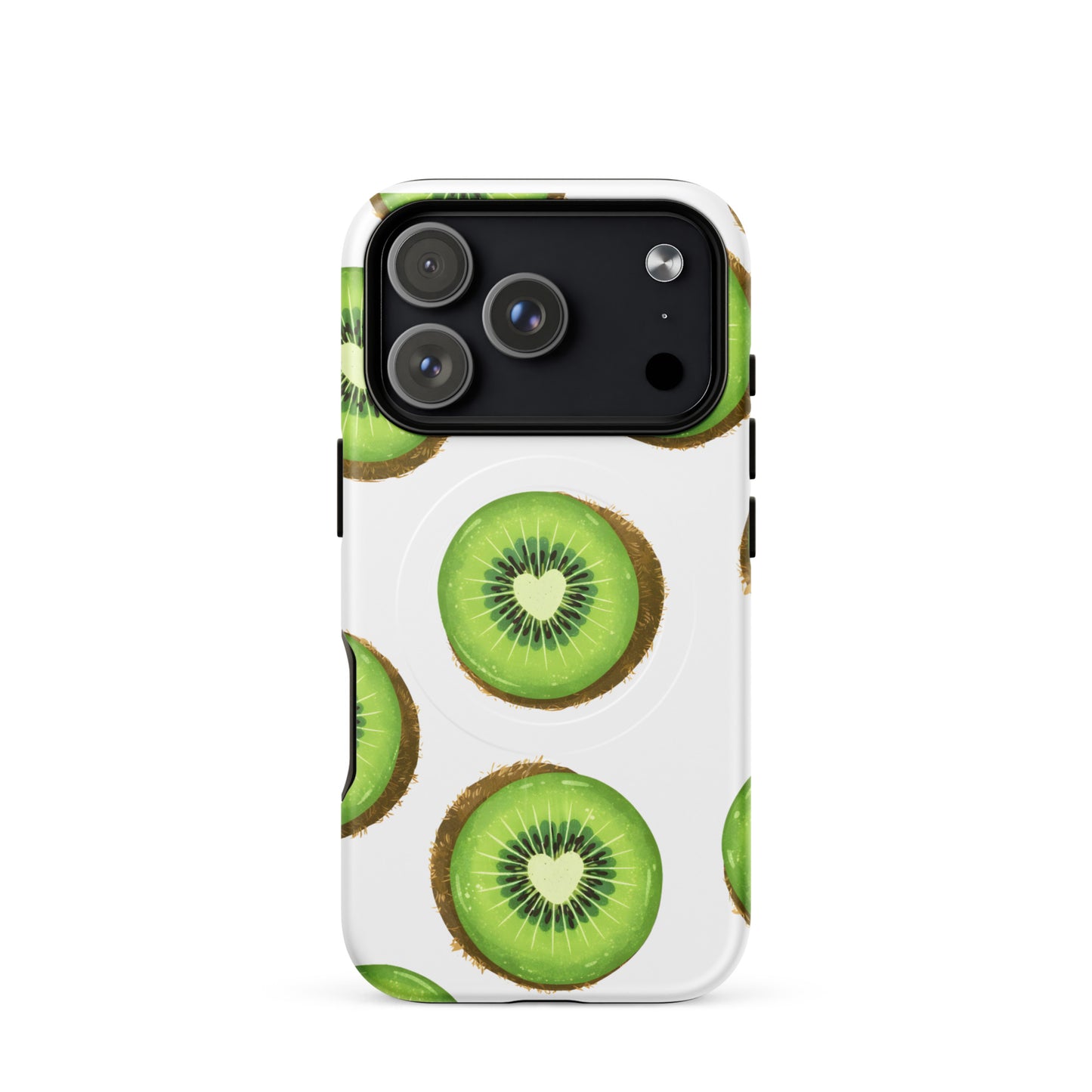Kiwi Love MagSafe tough case for iPhone with kiwi slice heart print