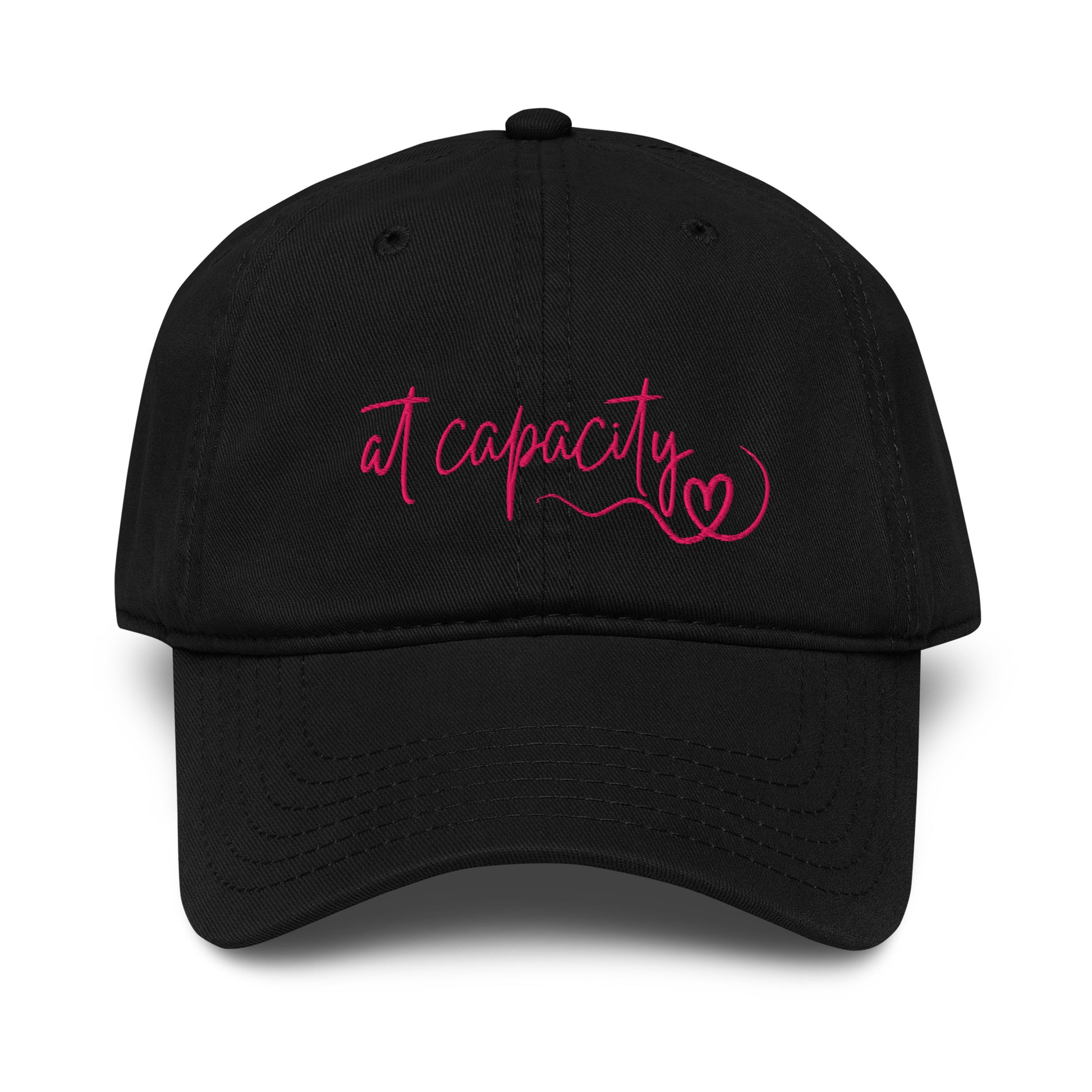 At Capacity washed cotton cap in black with embroidered text