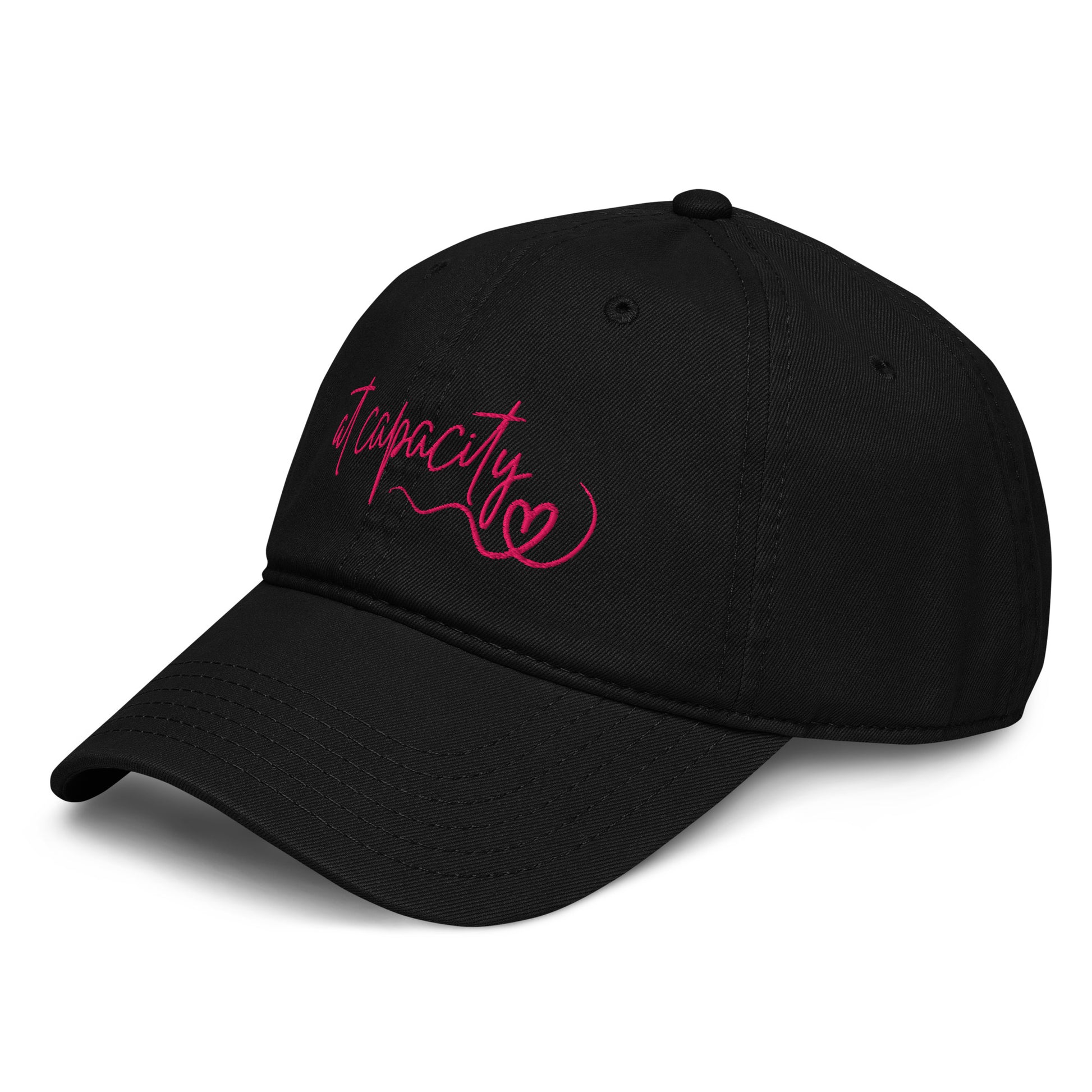 At Capacity washed cotton cap in black with embroidered text