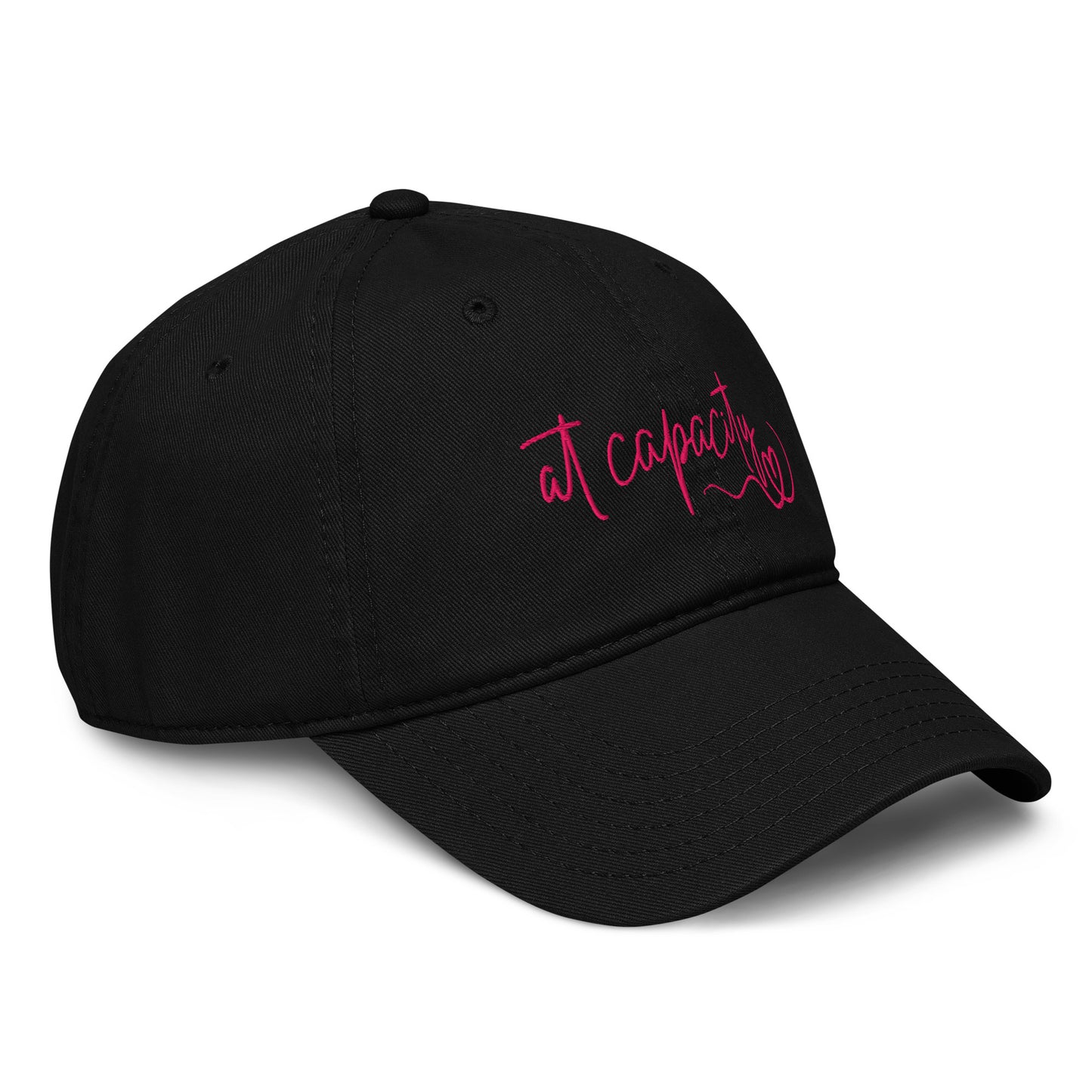 At Capacity washed cotton cap in black with embroidered text