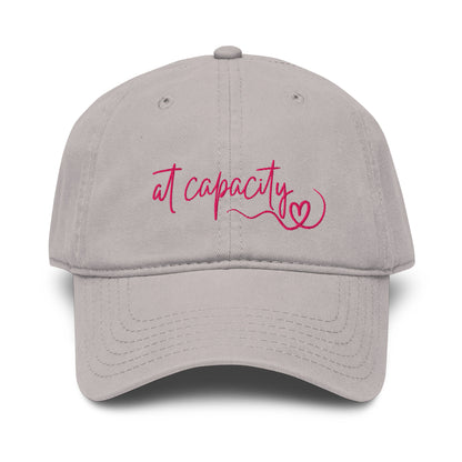 At Capacity washed cotton cap in grey with embroidered text